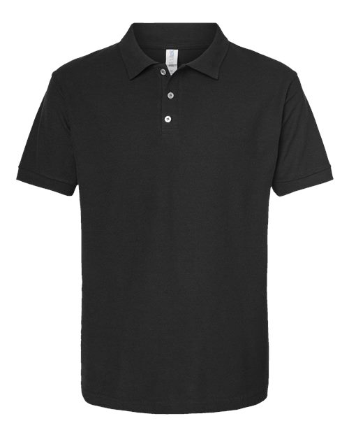 Tultex Men's 50/50 Sport Pique Polo in Black, front view