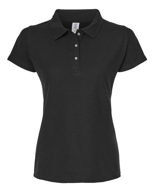 Tultex Women's 50/50 Sport Pique Polo in Black, front view