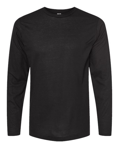 Tultex Unisex Poly-Rich Long Sleeve T-Shirt in Black, front view