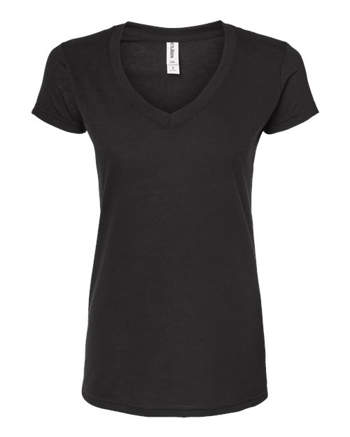 Tultex Women's Poly-Rich V-Neck T-Shirt in Black