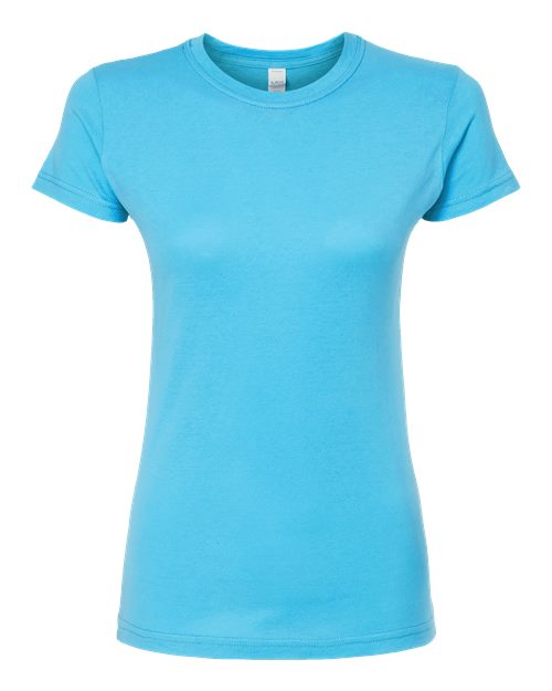 Tultex Women's Fine Jersey Slim Fit T-Shirt in Aqua, front view