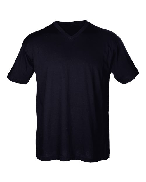 Tultex Men's Fine Jersey V-Neck T-Shirt in Black, front view