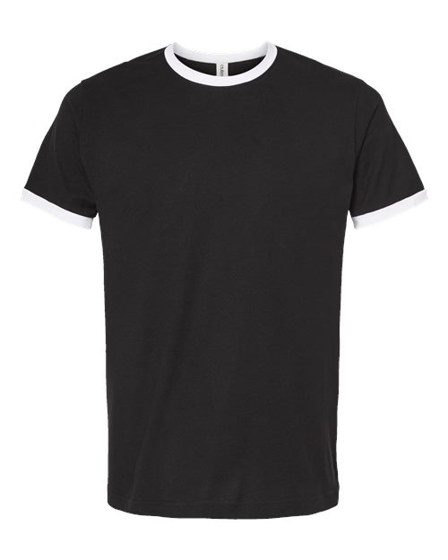 Tultex Unisex Fine Jersey Ringer T-Shirt in Black/White