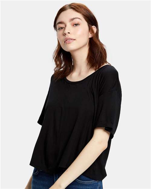US Blanks Women's Boxy Open Neck Tee in Black