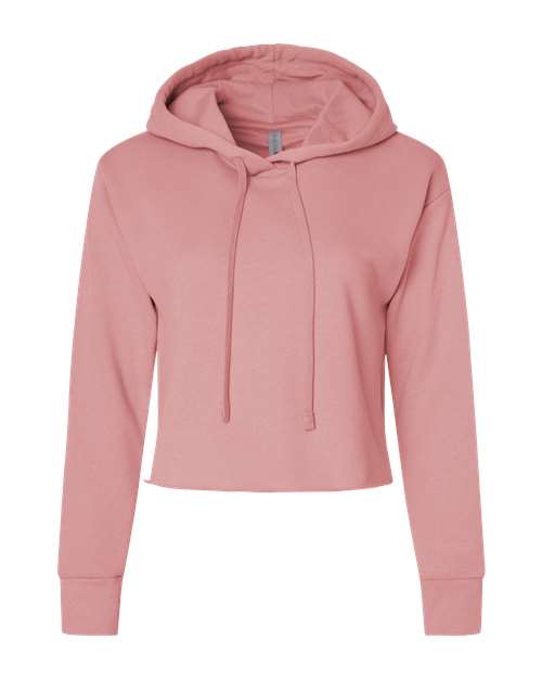 Next Level Women's Laguna Sueded Raw Edge Crop Hoodie Sweatshirt in Desert Pink