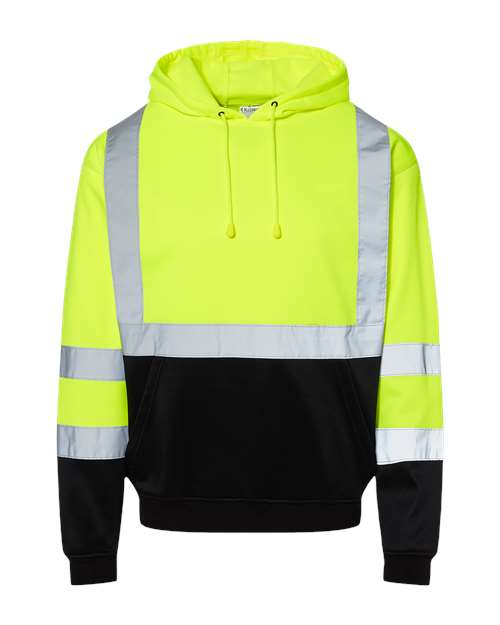 Kishigo Unisex Hi-Vis Hooded Sweatshirt in Lime, front view