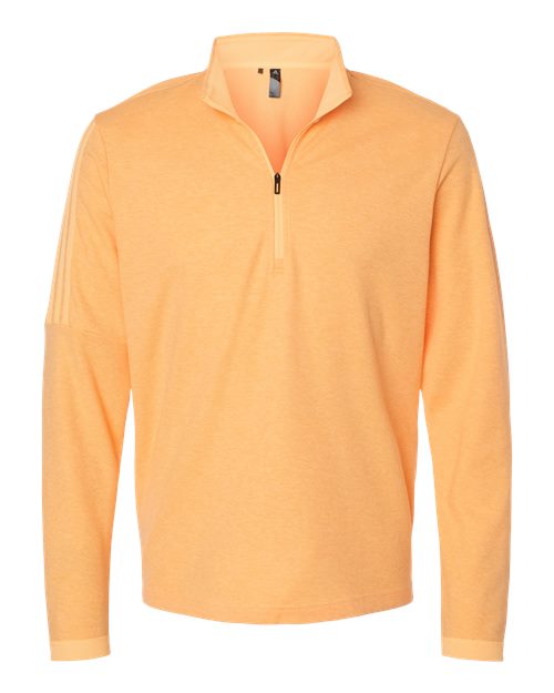 Adidas Men's 3-Stripes Quarter-Zip Sweater Pullover in Acid Orange Melange, front view