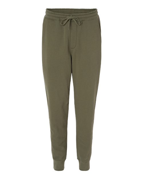 Independent Trading Co. Men's Midweight Fleece Sweatpants in Army, front view