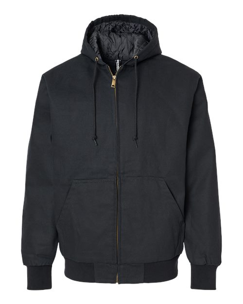 Independent Trading Co. Men's Insulated Canvas Workwear Jacket in Black, front view