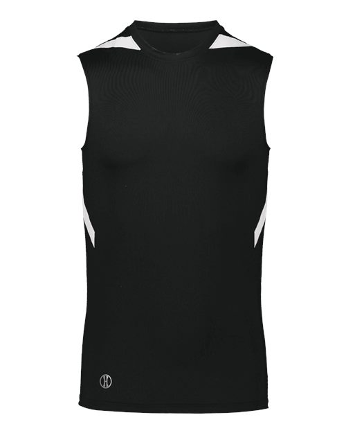 Holloway Unisex PR Max Compression Jersey in Black/White, front view