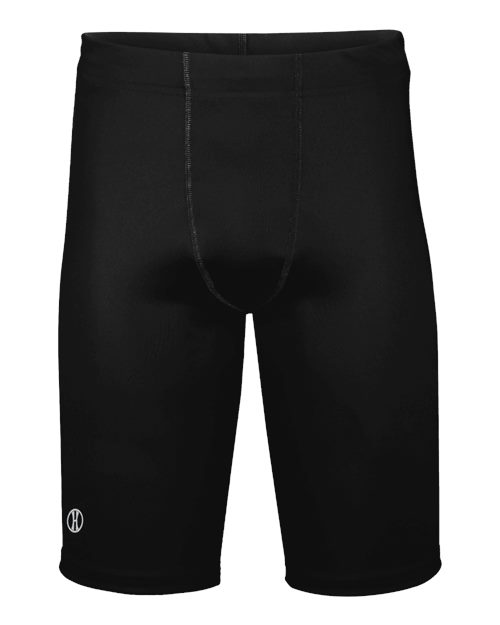 Holloway Unisex PR Max Compression Shorts in Black, front view