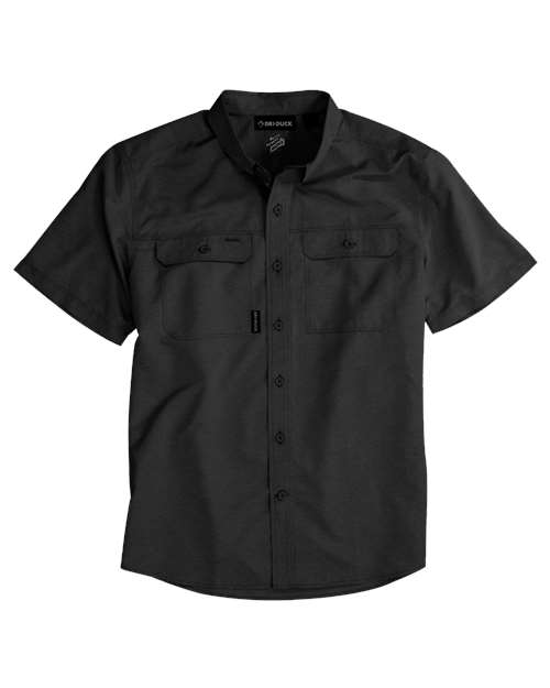 DRI DUCK Men's Crossroad Woven Short Sleeve Shirt in Charcoal, front view