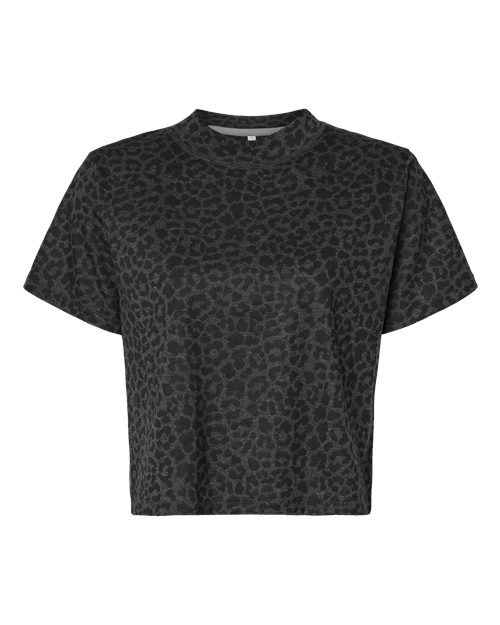 LAT Women's Boxy Tee in Black/Leopard