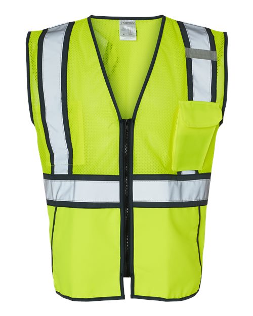 Kishigo Unisex Standard Contrast Vest in Lime/Black, front view