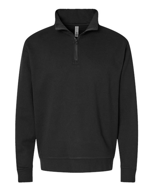 Next Level Unisex Fleece Quarter-Zip Pullover in Black, front view