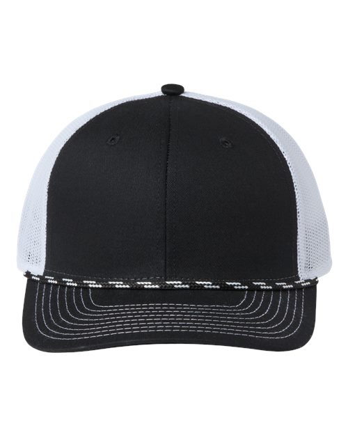 The Game Everyday Rope Trucker Cap in Black/White, front view