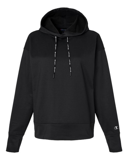 Champion Women's Sport Hooded Sweatshirt in Black, front view