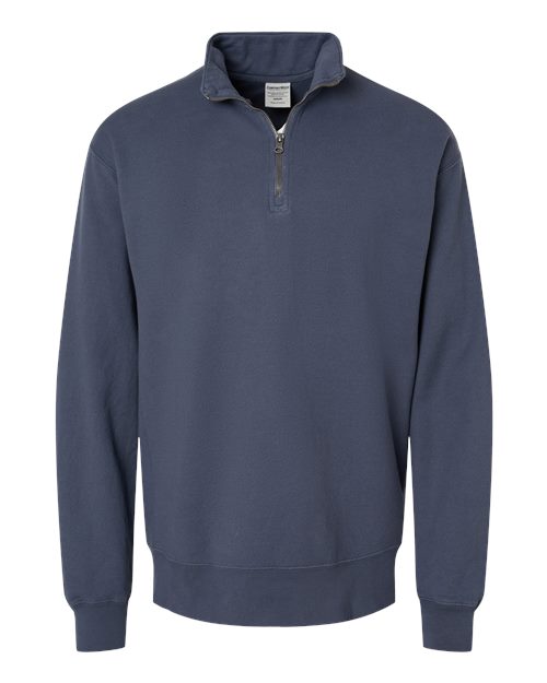 ComfortWash by Hanes Unisex Garment-Dyed Quarter-Zip Sweatshirt in Anchor Slate, front view