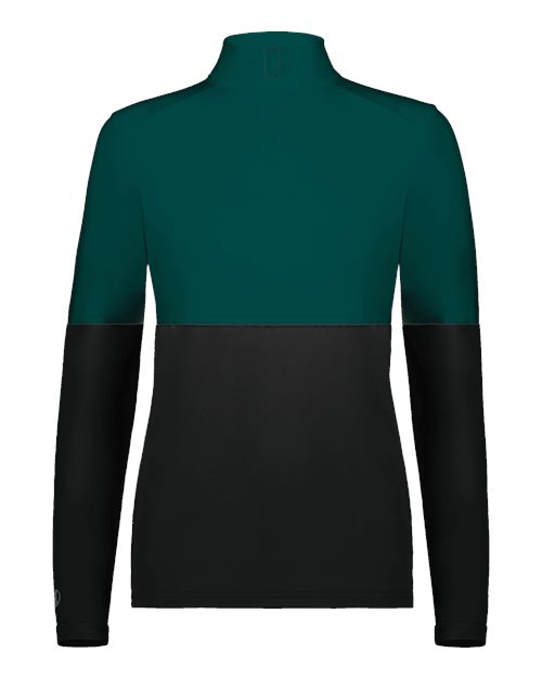 Holloway Women's Momentum Team Quarter-Zip Pullover in Black/Dark Green