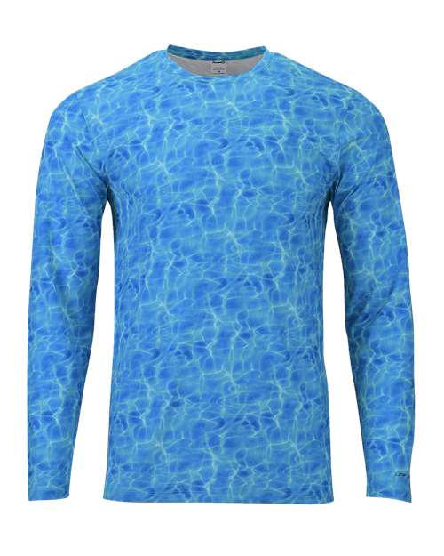 Paragon Men's Belize Sublimated Long Sleeve T-Shirt in Blue Water, front view