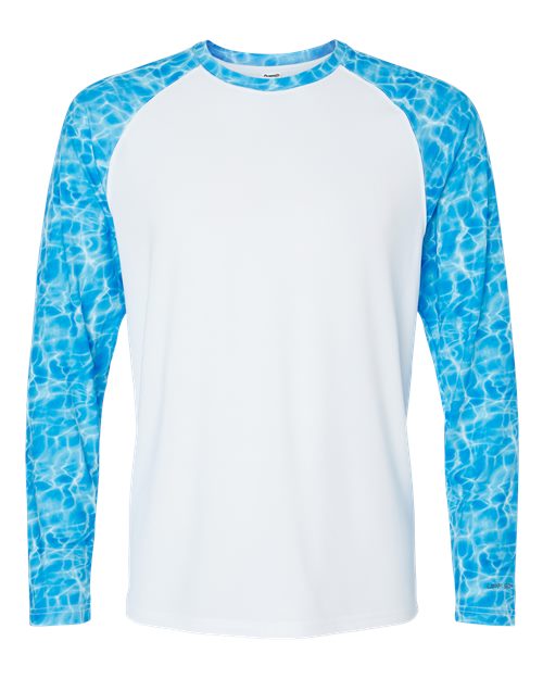 Paragon Men's Panama Colorblocked Long Sleeve T-Shirt in Blue Water, front view