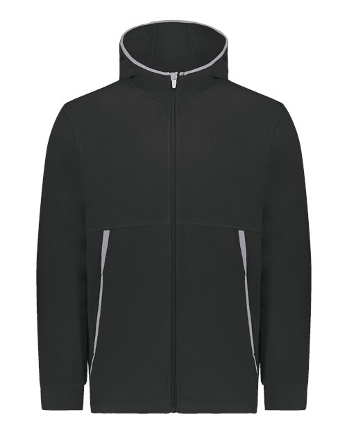 Augusta Sportswear Youth Eco Revive™ Polar Fleece Hooded Full-Zip Jacket in Black
