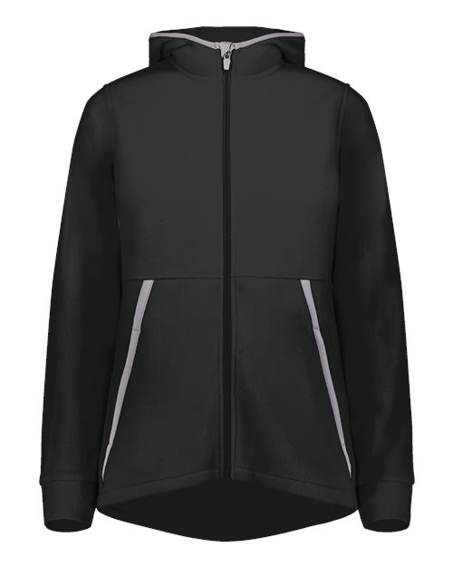 Augusta Sportswear Women's Eco Revive™ Polar Fleece Hooded Full-Zip Jacket in Black
