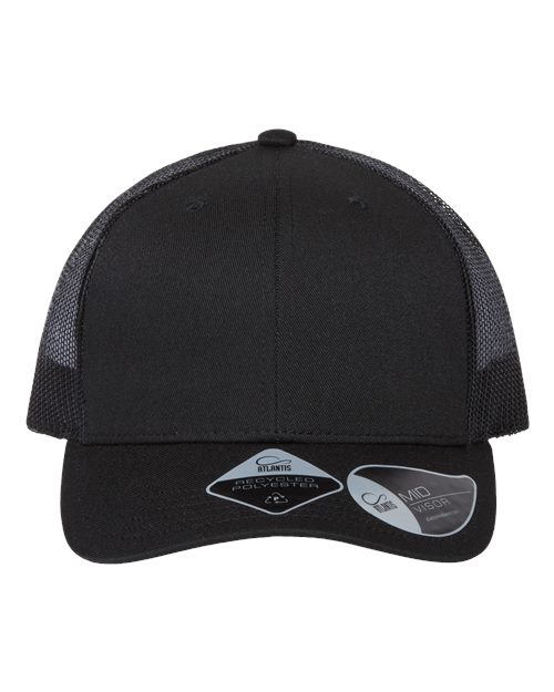 Atlantis Headwear Sustainable Trucker Cap in Black/Black