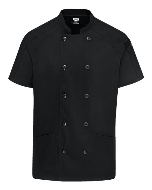 Chef Designs Women's Airflow Raglan Chef Coat in Black/Black Mesh