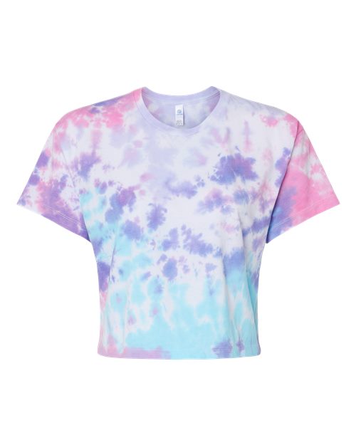 Colortone Tie-Dyed Crop T-Shirt in Cotton Candy, front view