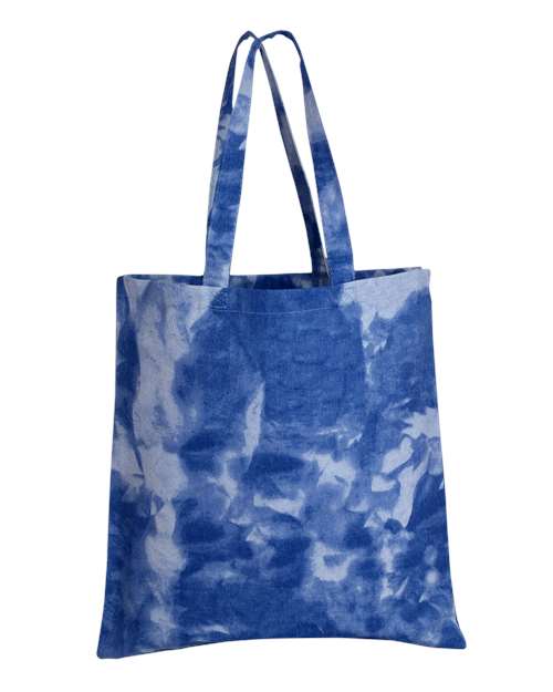 Q-Tees Tie-Dyed Canvas Tote Bag in Cloudy Blue, front view