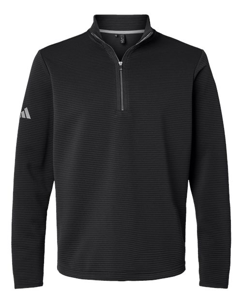 Adidas Men's Spacer Quarter-Zip Pullover in Black, front view