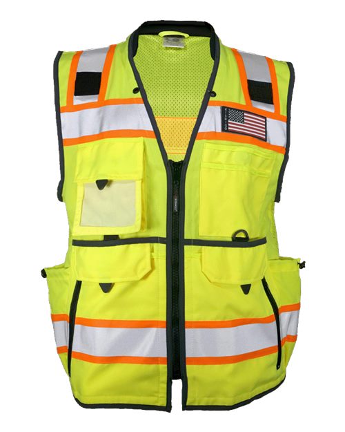 Kishigo Unisex Ultimate Construction Class 2 Vest in Lime, front view