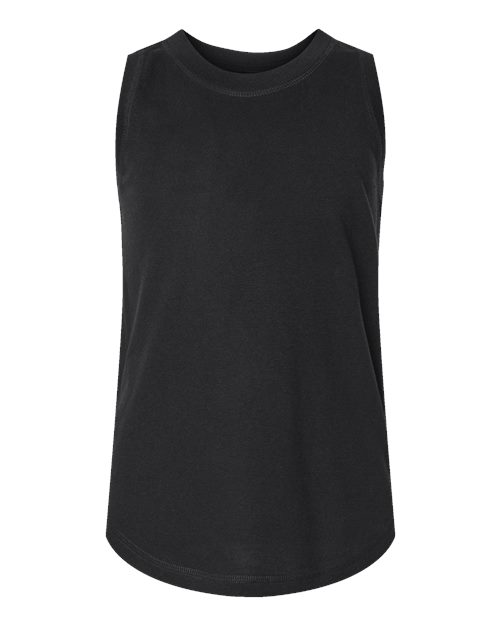 LAT Girls’ Relaxed Fine Jersey Tank in Black, front view