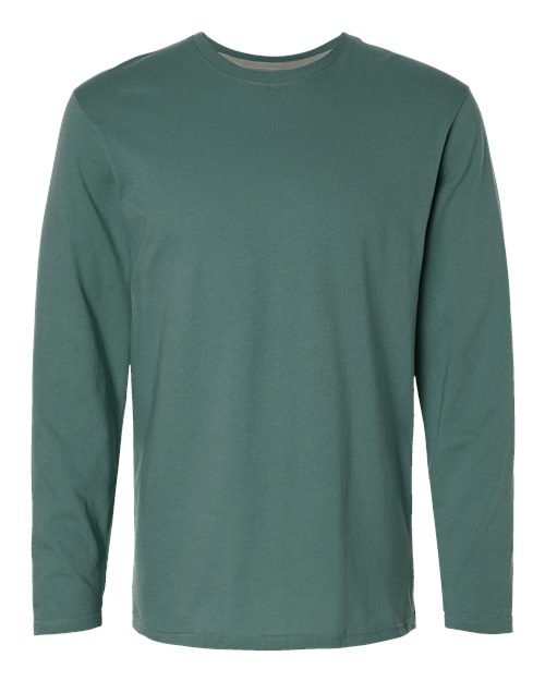 LAT Unisex Fine Jersey Long Sleeve Tee in Basil, front view