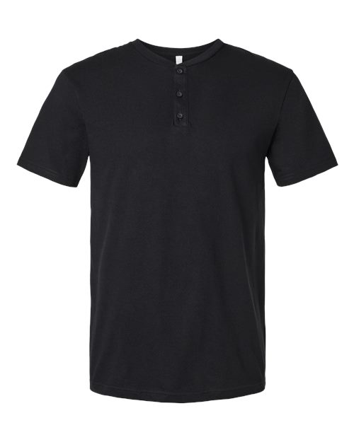 American Apparel Unisex CVC Henley Tee in Black, front view