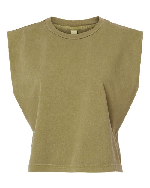 American Apparel Women's Heavyweight Cotton Garment-Dyed Muscle Tee in Faded Army