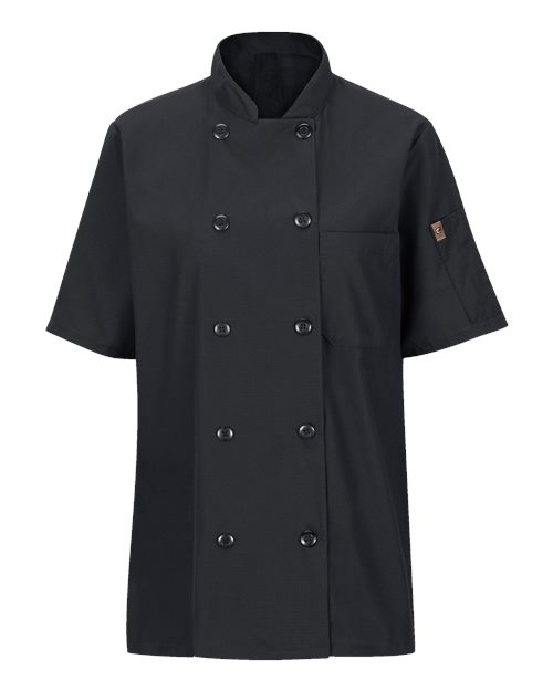 Chef Designs Women's Mimix™ Short Sleeve Chef Coat with OilBlok in Black