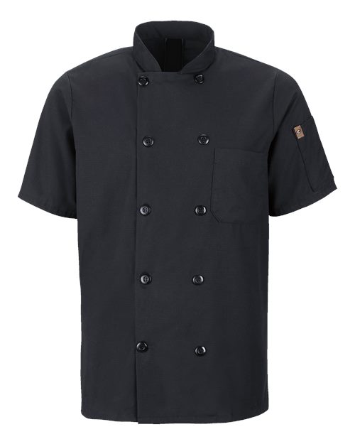 Chef Designs Mimix™ Short Sleeve Chef Coat with OilBlok in Black