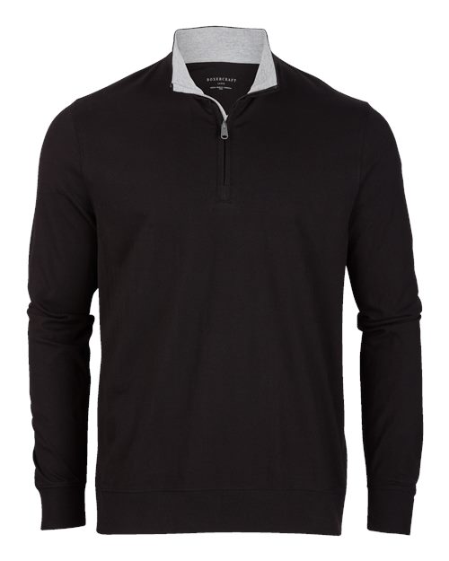 Boxercraft Men's Alumni Quarter-Zip Pullover in Black, front view