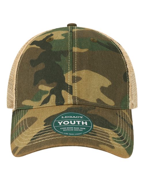 LEGACY Youth Old Favorite Trucker Cap in Army Camo/Khaki
