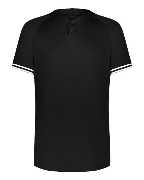 Augusta Sportswear Youth Cutter Henley Jersey in Black/White, front view