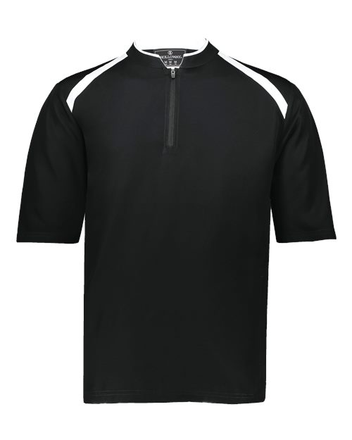 Holloway Youth Clubhouse Short Sleeve Quarter-Zip Pullover in Black/White, front view