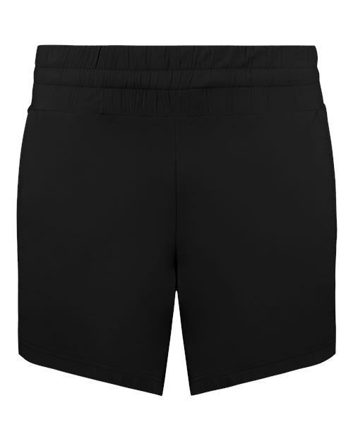Holloway Women's Eco Revive™ Ventura Soft Knit Shorts in Black, front view