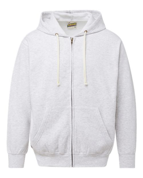 MV Sport Unisex Vintage Fleece Full-Zip Hooded Sweatshirt in Ash