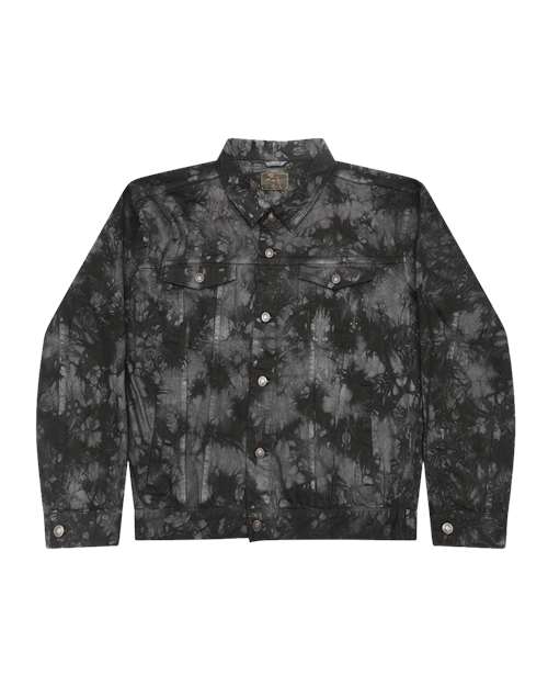Colortone Unisex Tie-Dyed Denim Jacket in Black Crinkle