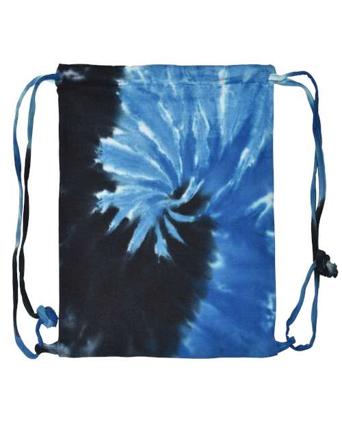 Colortone Tie-Dyed Drawstring Bag in Blue Ocean