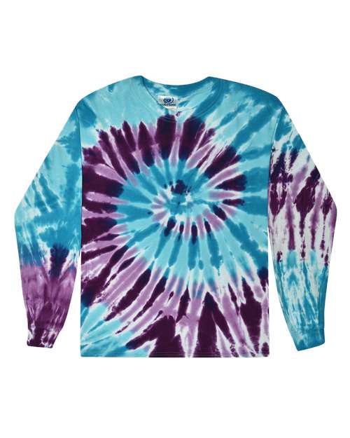 Colortone Youth Tie-Dyed Long Sleeve T-Shirt in Barbados, front view