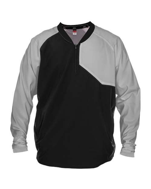 Alleson Athletic Unisex Field Batters Jacket in Black/Grey, front view
