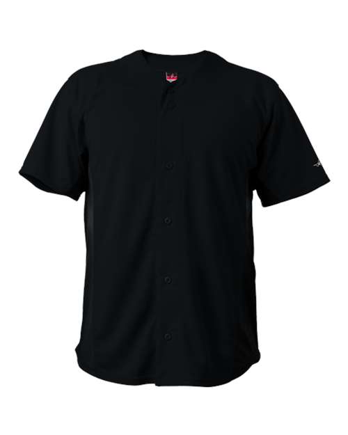 Alleson Athletic Unisex Crush Full Button Baseball Jersey in Black, front view